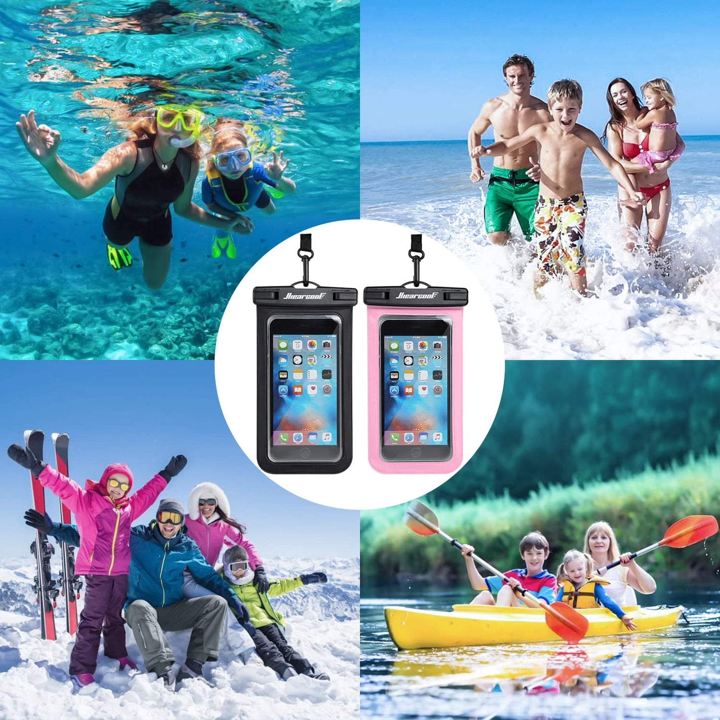 Hiearcool Waterproof Phone Pouch, Waterproof Phone Case for iPhone 15 14 13 12 Pro Max, IPX8 Cellphone Dry Bag Beach Cruise Ship Essentials 2Pack-8.3"