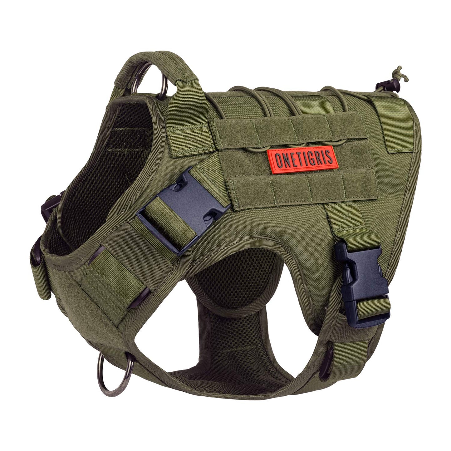 OneTigris Tactical Dog Harness - Fire Watcher Comfortable Patrol Vest (Black, Medium)