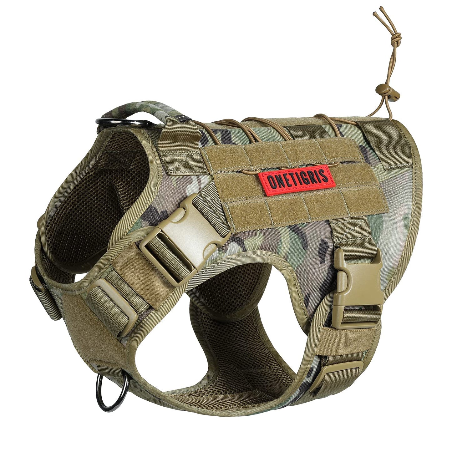 OneTigris Tactical Dog Harness - Fire Watcher Comfortable Patrol Vest (Black, Medium)