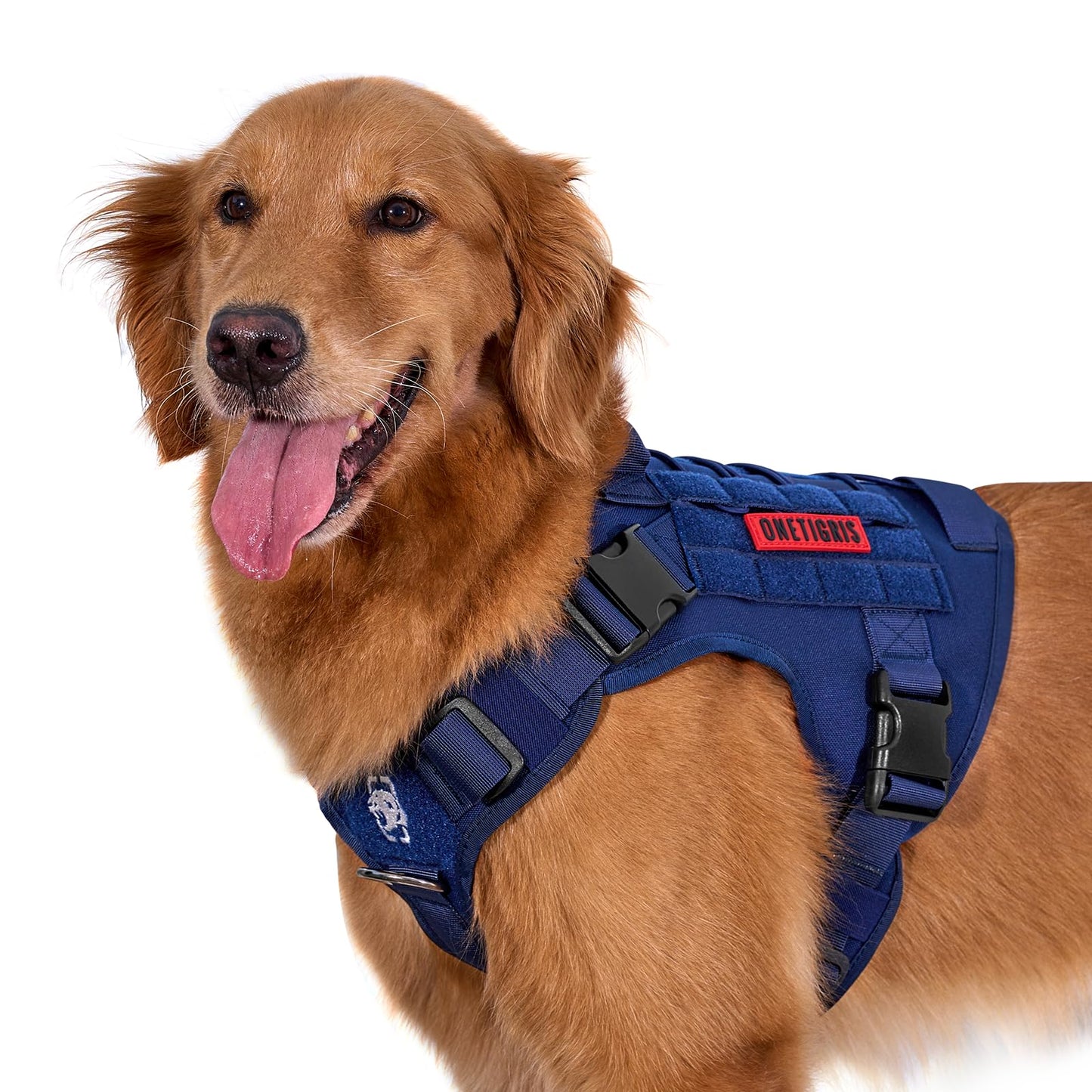 OneTigris Tactical Dog Harness - Fire Watcher Comfortable Patrol Vest (Black, Medium)