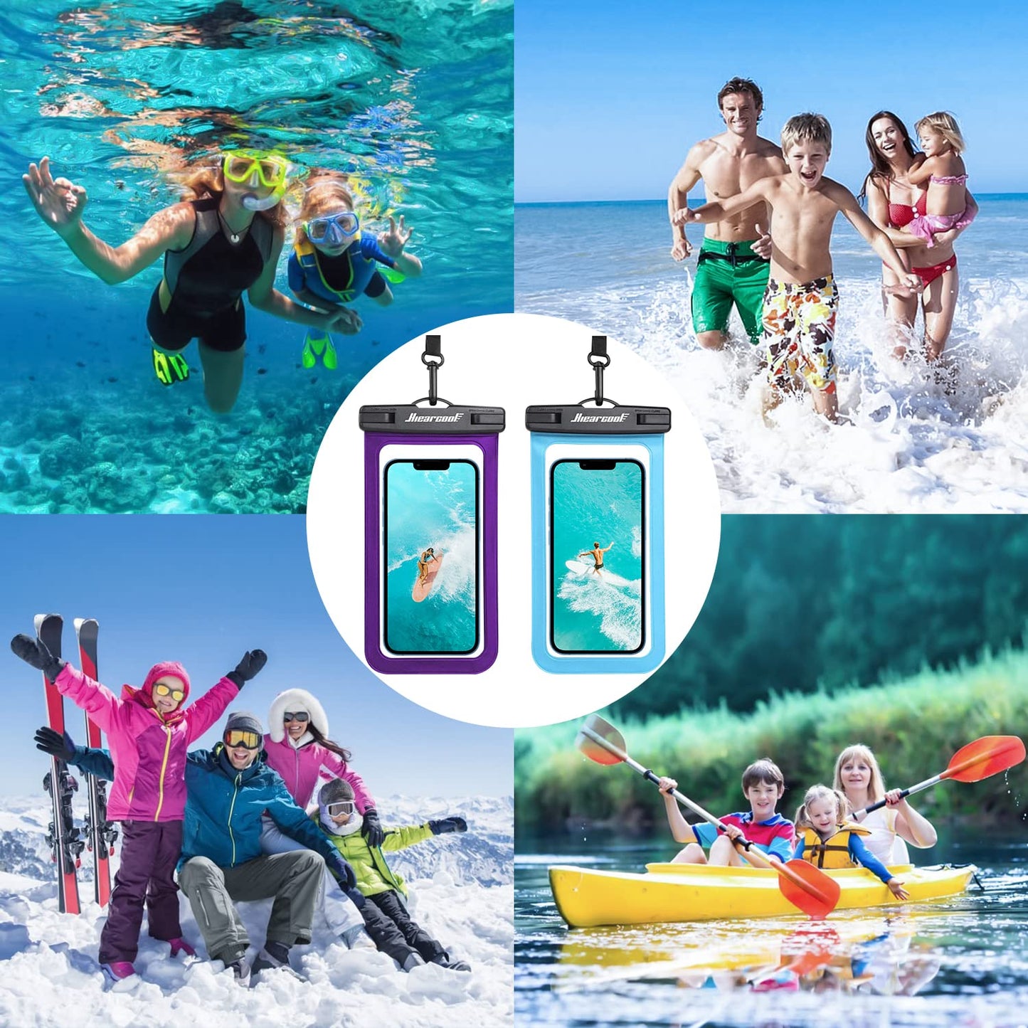 Hiearcool Waterproof Phone Pouch, Waterproof Phone Case for iPhone 15 14 13 12 Pro Max, IPX8 Cellphone Dry Bag Beach Cruise Ship Essentials 2Pack-8.3"