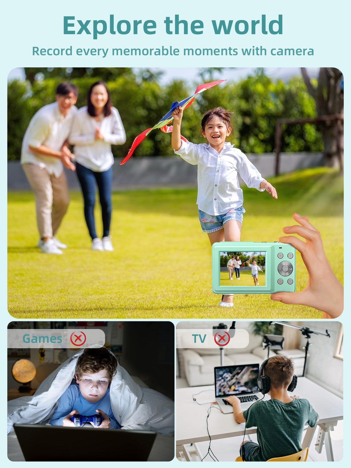 Digital Camera, FHD 1080P Camera, Digital Point and Shoot Camera with 16X Zoom Anti Shake, Compact Small Camera for Boys Girls Kids