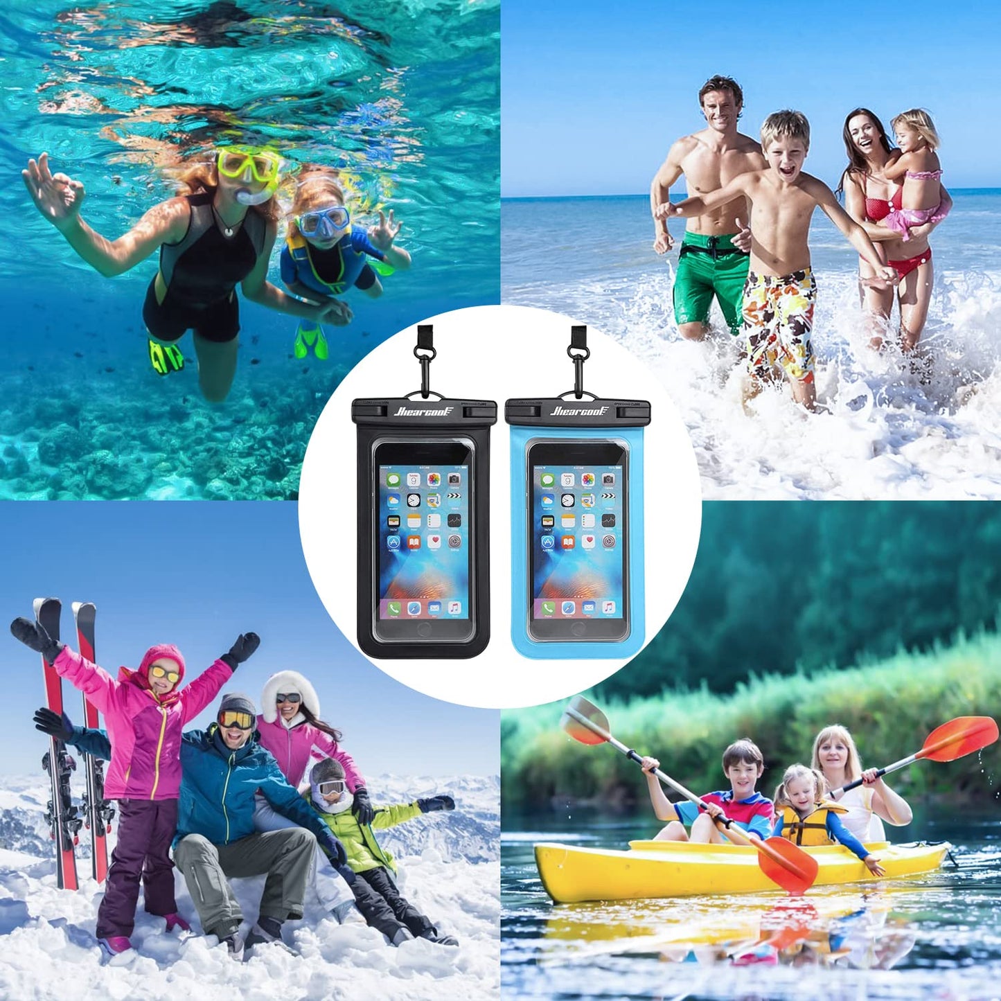 Hiearcool Waterproof Phone Pouch, Waterproof Phone Case for iPhone 15 14 13 12 Pro Max, IPX8 Cellphone Dry Bag Beach Cruise Ship Essentials 2Pack-8.3"