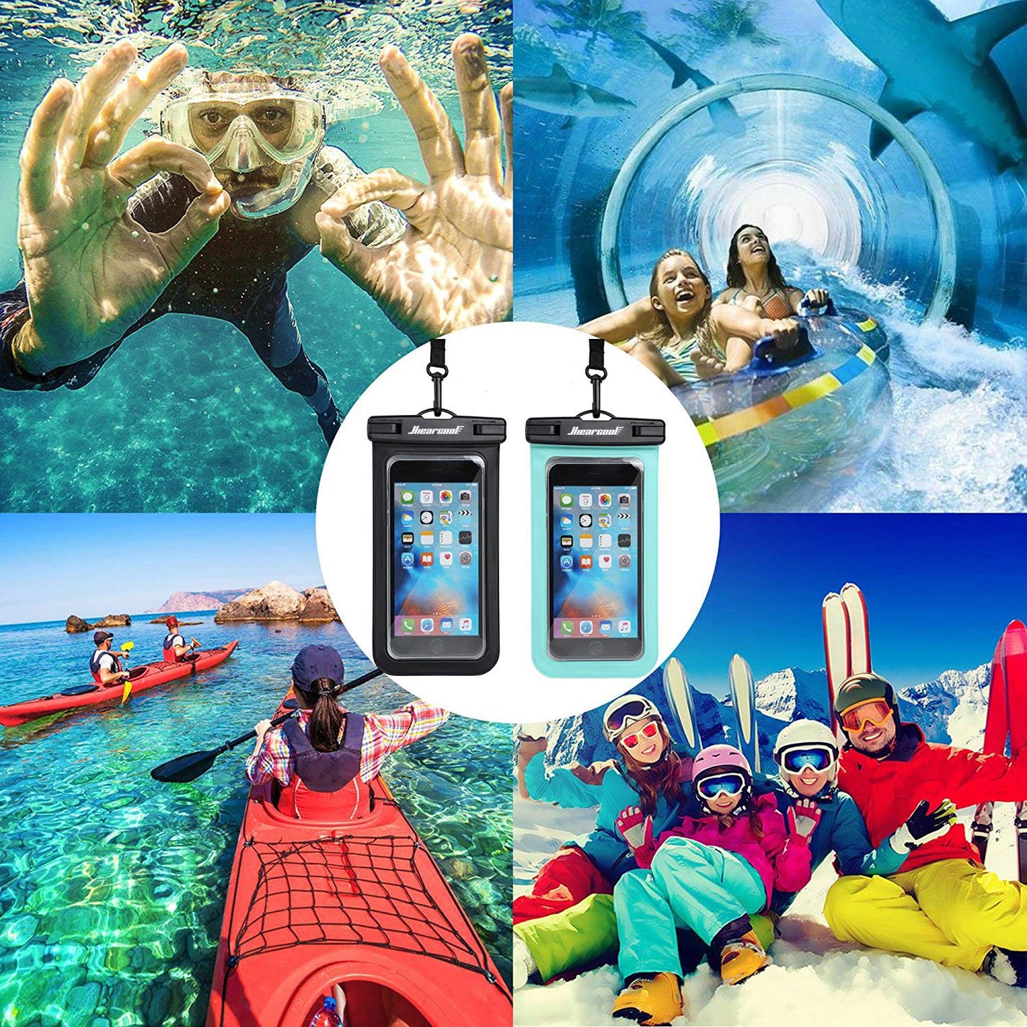 Hiearcool Waterproof Phone Pouch, Waterproof Phone Case for iPhone 15 14 13 12 Pro Max, IPX8 Cellphone Dry Bag Beach Cruise Ship Essentials 2Pack-8.3"