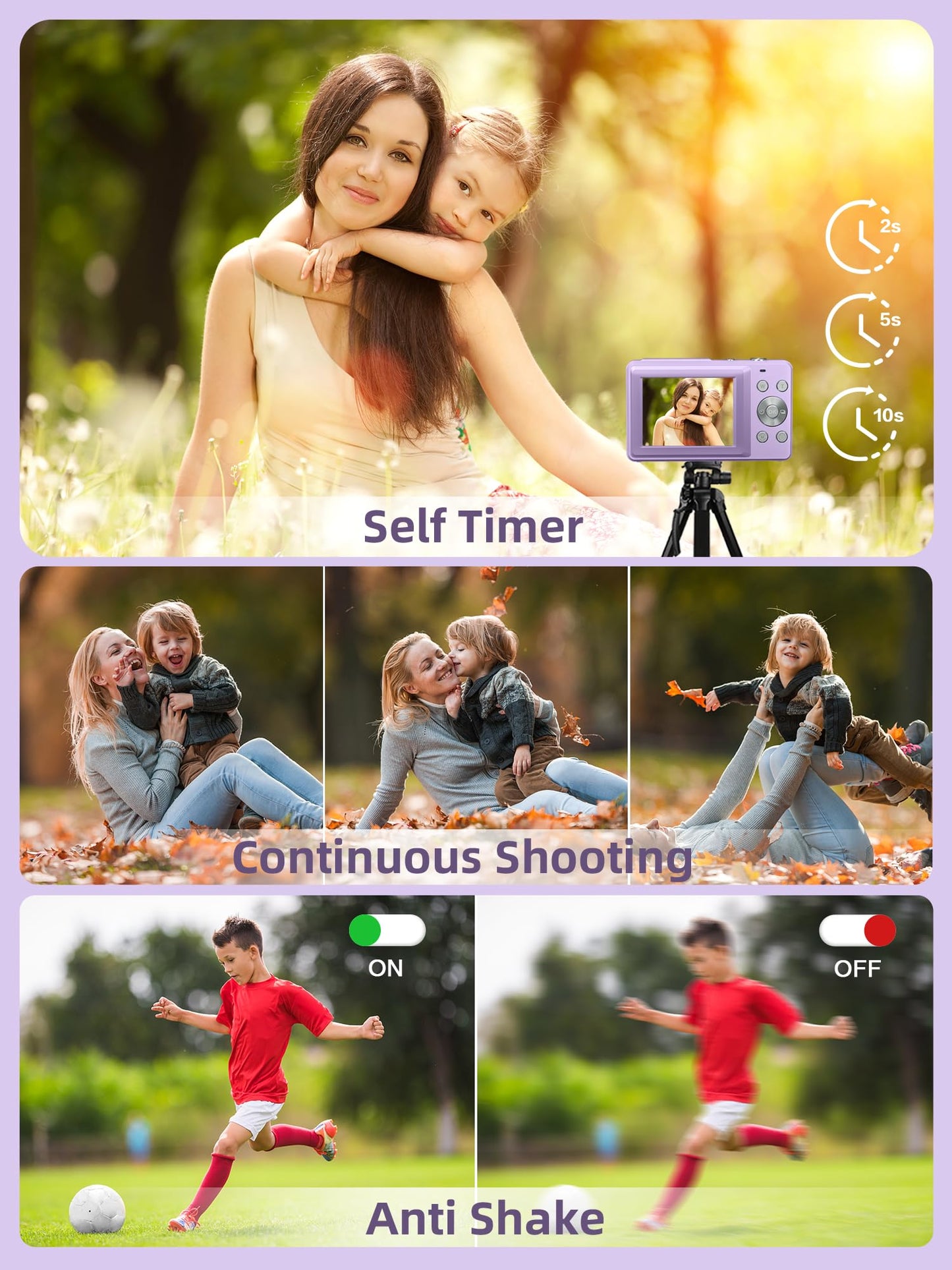 Digital Camera, FHD 1080P Camera, Digital Point and Shoot Camera with 16X Zoom Anti Shake, Compact Small Camera for Boys Girls Kids