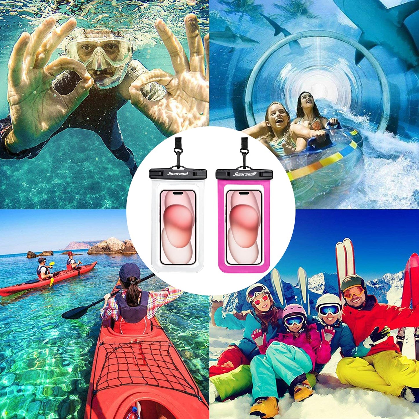 Hiearcool Waterproof Phone Pouch, Waterproof Phone Case for iPhone 15 14 13 12 Pro Max, IPX8 Cellphone Dry Bag Beach Cruise Ship Essentials 2Pack-8.3"