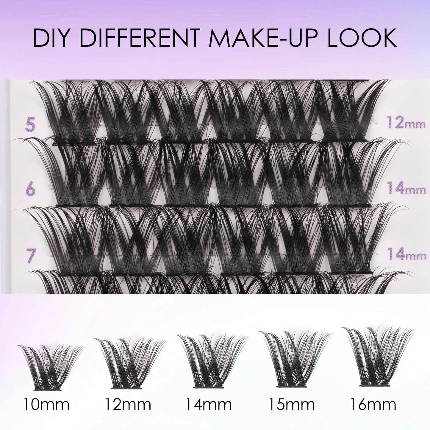Lash Extension Kit 72 Cluster Individual Lashes Natural with Lash Bond and Seal Super Hold Eyelash Tweezers Lash Glue Remover Easy to Remove Lash Clusters Kit DIY at Home 10-16mm C/D Curl - OP01