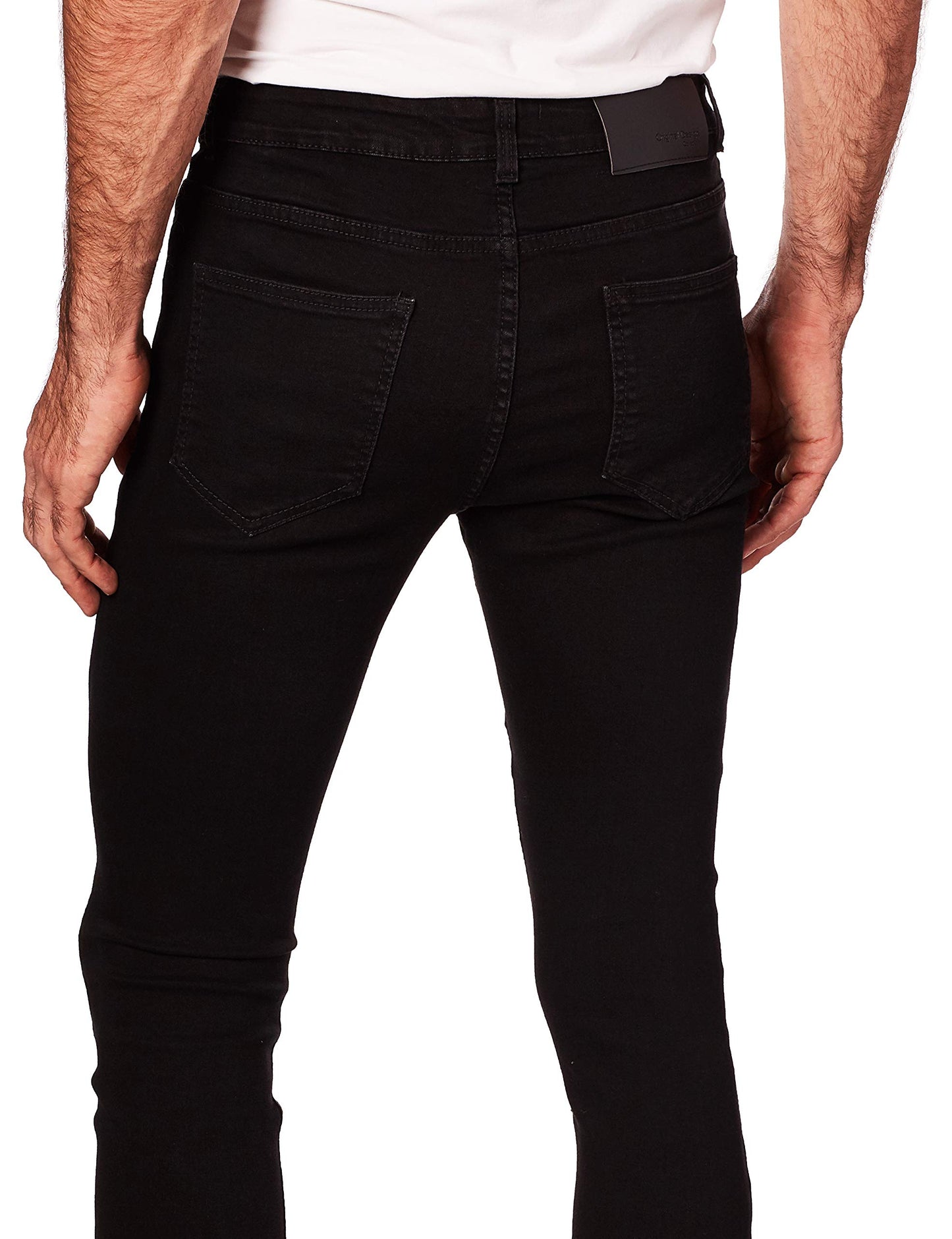 GINGTTO Men's Skinny Stretch Jeans Slim Fit (32, Black)