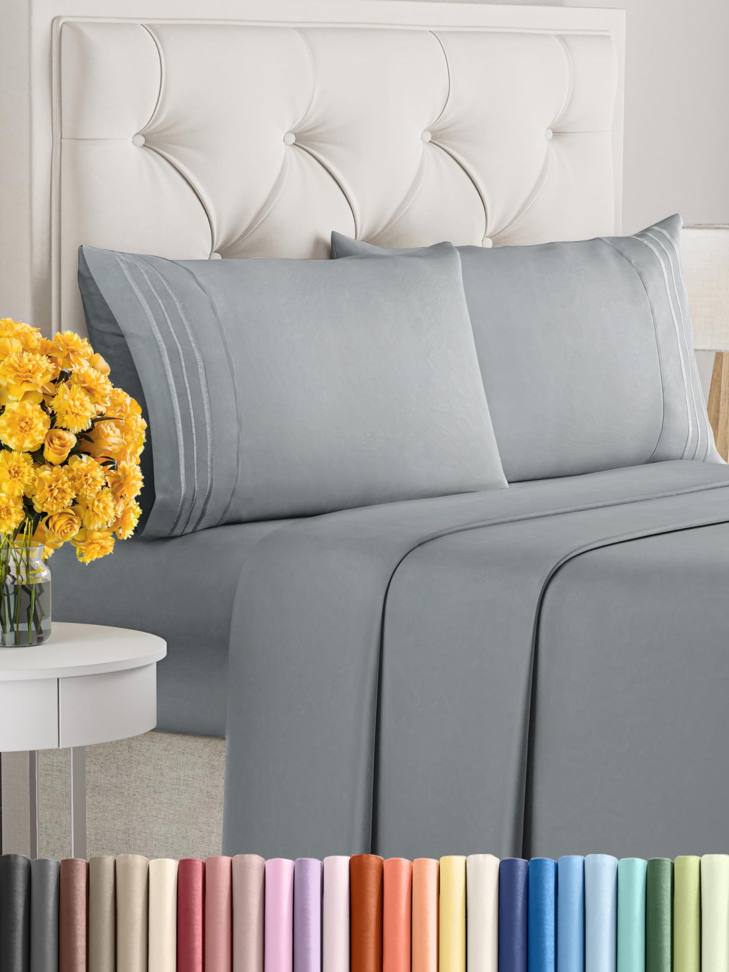 Queen Size 4 Piece Sheet Set - Comfy Breathable & Cooling Sheets - Hotel Luxury Bed Sheets for Women & Men - Deep Pockets, Easy-Fit, Extra Soft & Wrinkle Free Sheets - White Oeko-Tex Bed Sheet Set