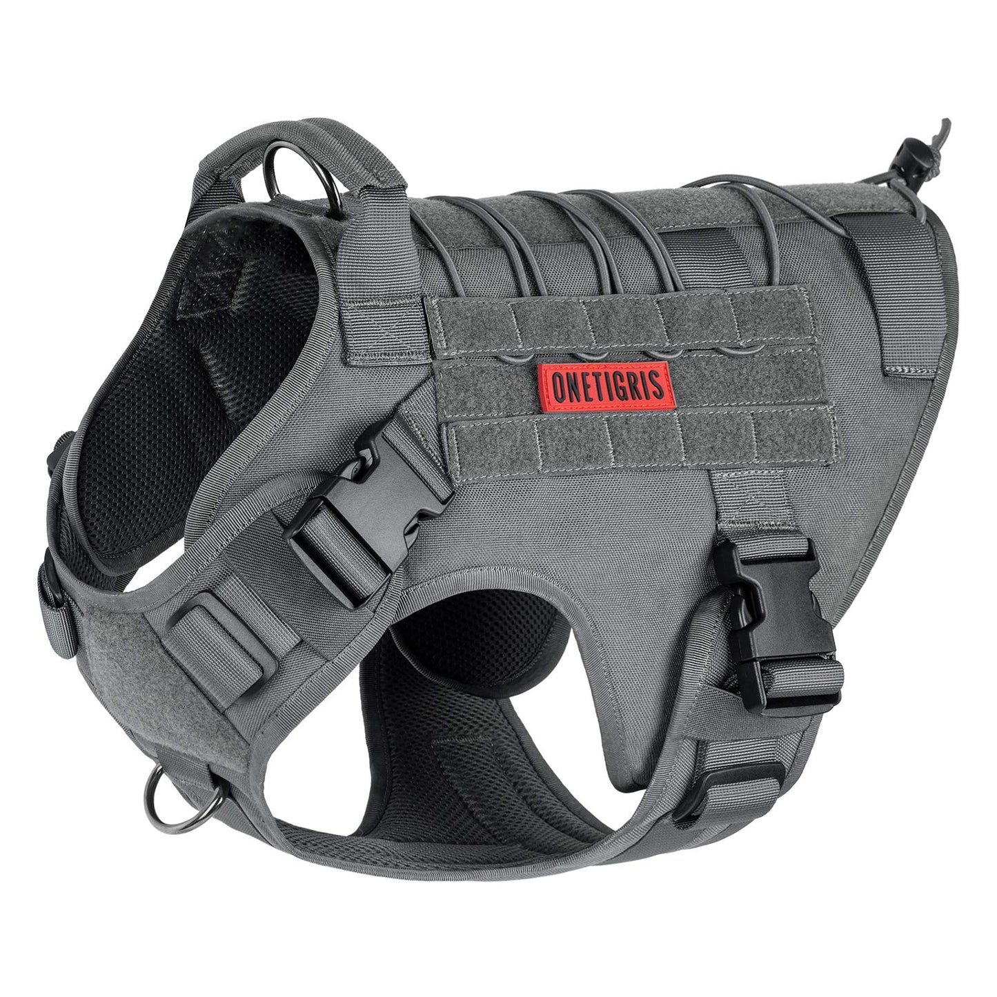 OneTigris Tactical Dog Harness - Fire Watcher Comfortable Patrol Vest (Black, Medium)