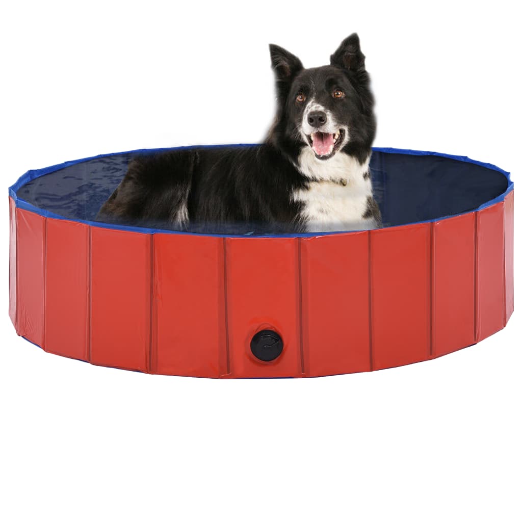 Foldable Dog Swimming Pool Red 31.5"x7.9" PVC