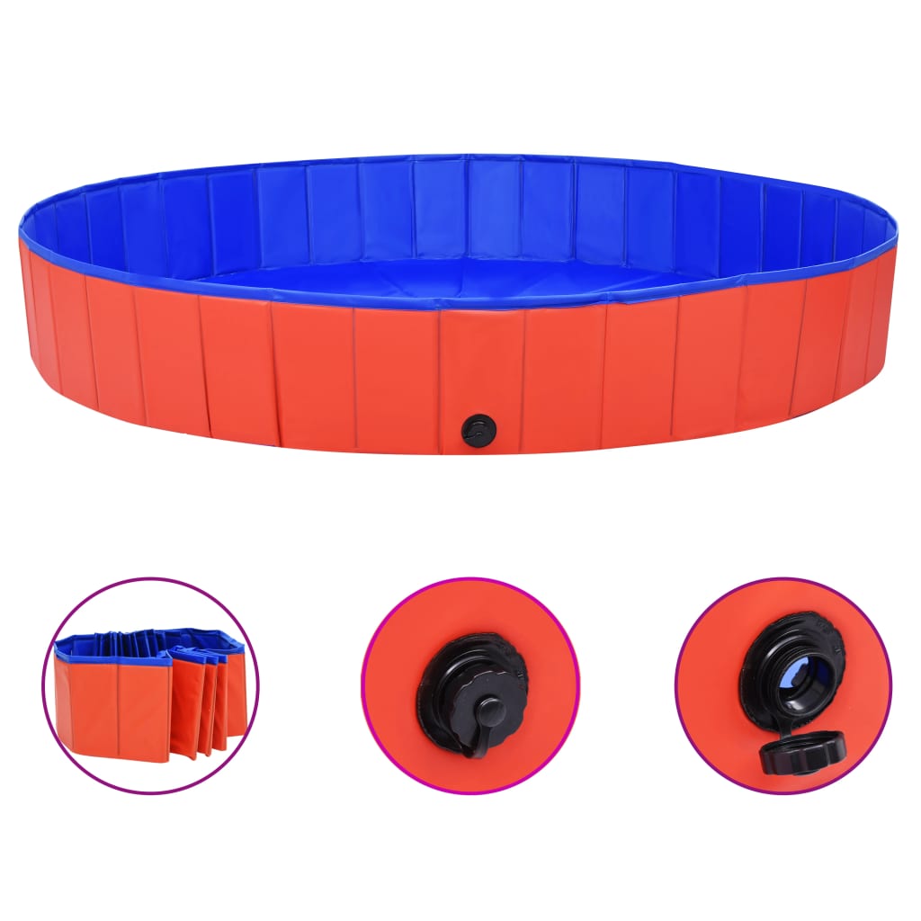 Foldable Dog Swimming Pool Red 31.5"x7.9" PVC