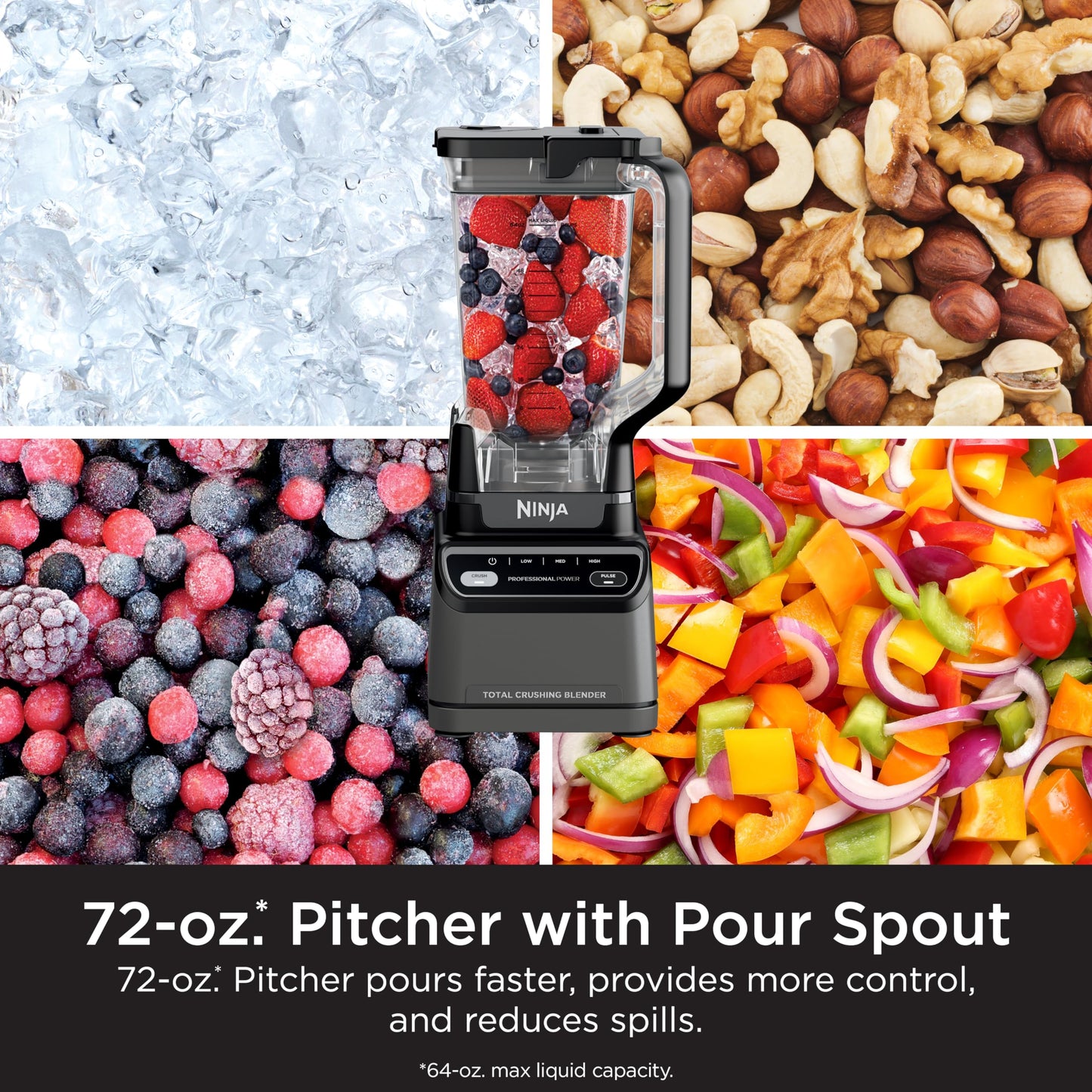 Ninja BL610 Professional 72 Oz Countertop Blender with 1000-Watt Base and Total Crushing Technology for-Smoothies, Ice and Frozen Fruit, Black