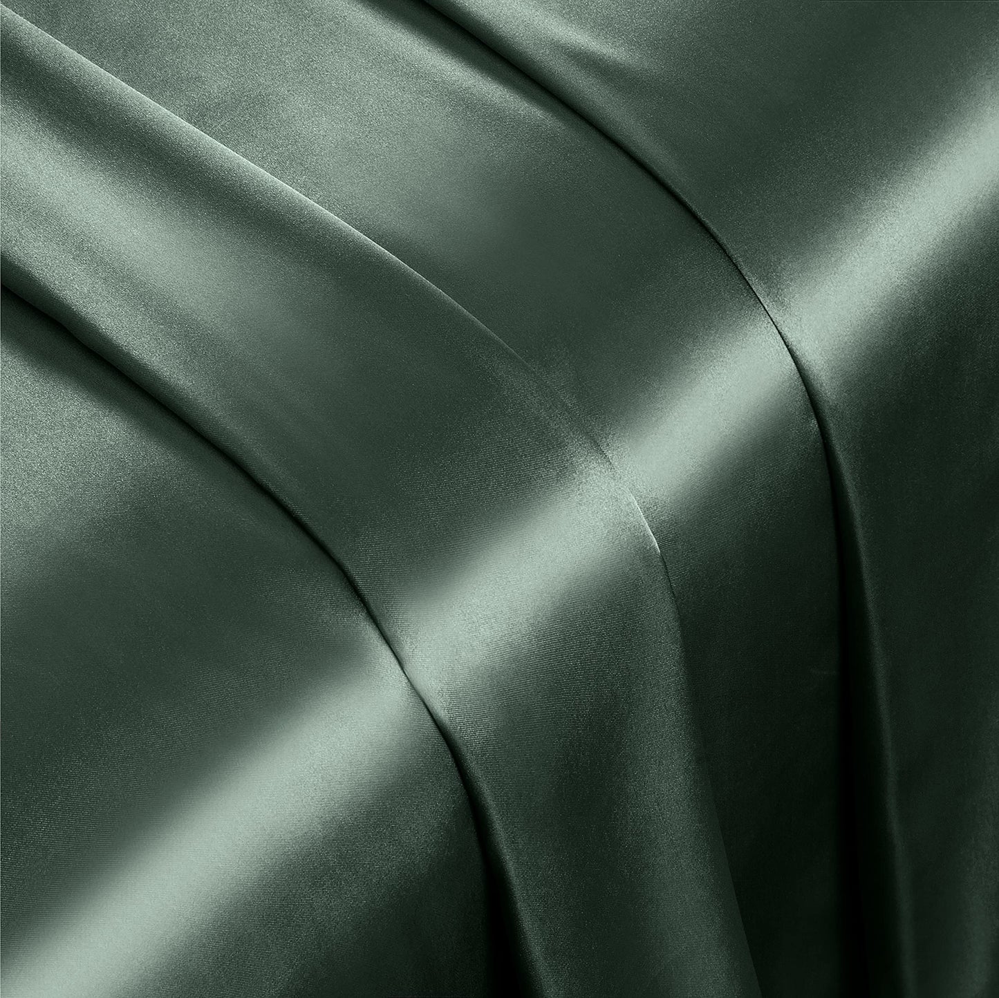 Vonty Satin Sheets Twin Silky Soft Satin Bed Sheets Forest Green Sheet Set, 1 Deep Pocket Fitted Sheet + 1 Flat Sheet + 1 Pillowcase