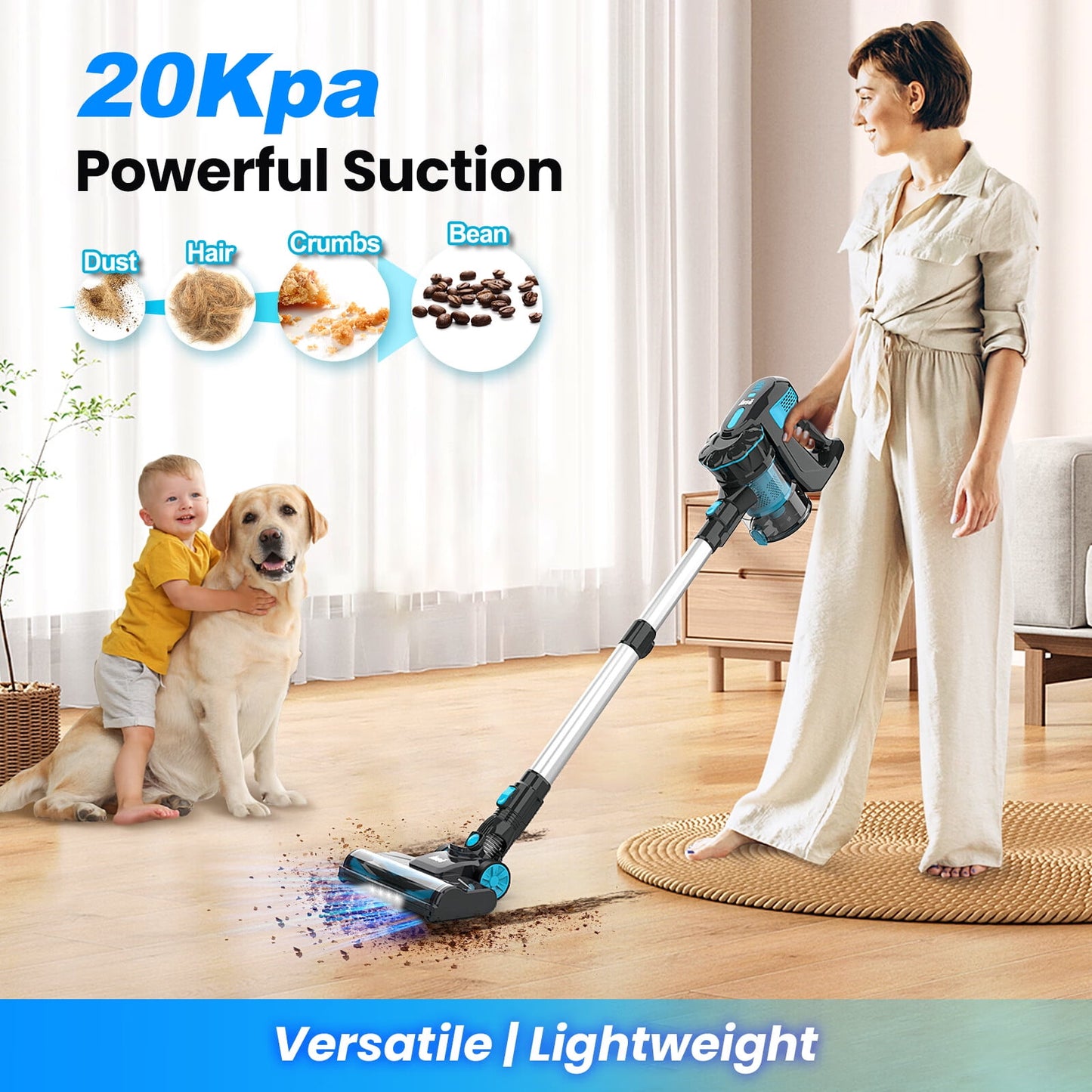 INSE Cordless Vacuum Cleaners, 6-in-1 Stick Vacuum for Floor Pet Hair Home, V770