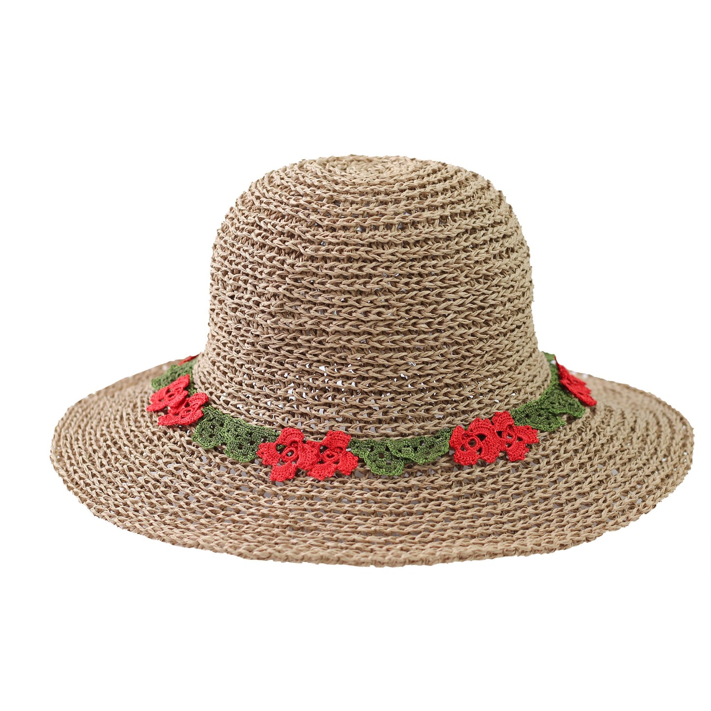 EVIE STRAW SUNHAT WITH RED FLOWER BAND FOR WOMEN