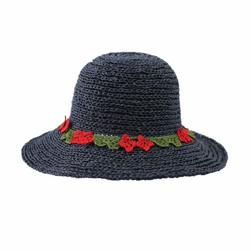 EVIE STRAW SUNHAT WITH RED FLOWER BAND FOR WOMEN