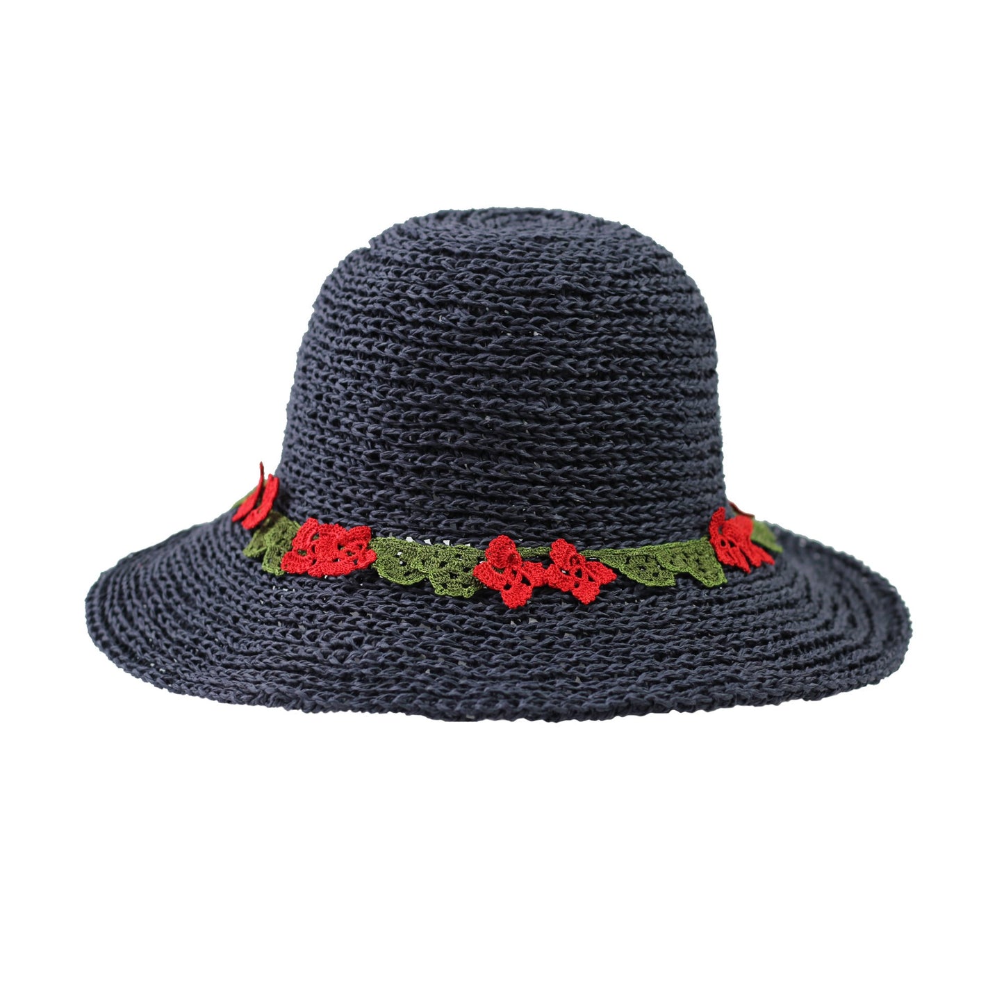 EVIE STRAW SUNHAT WITH RED FLOWER BAND FOR WOMEN