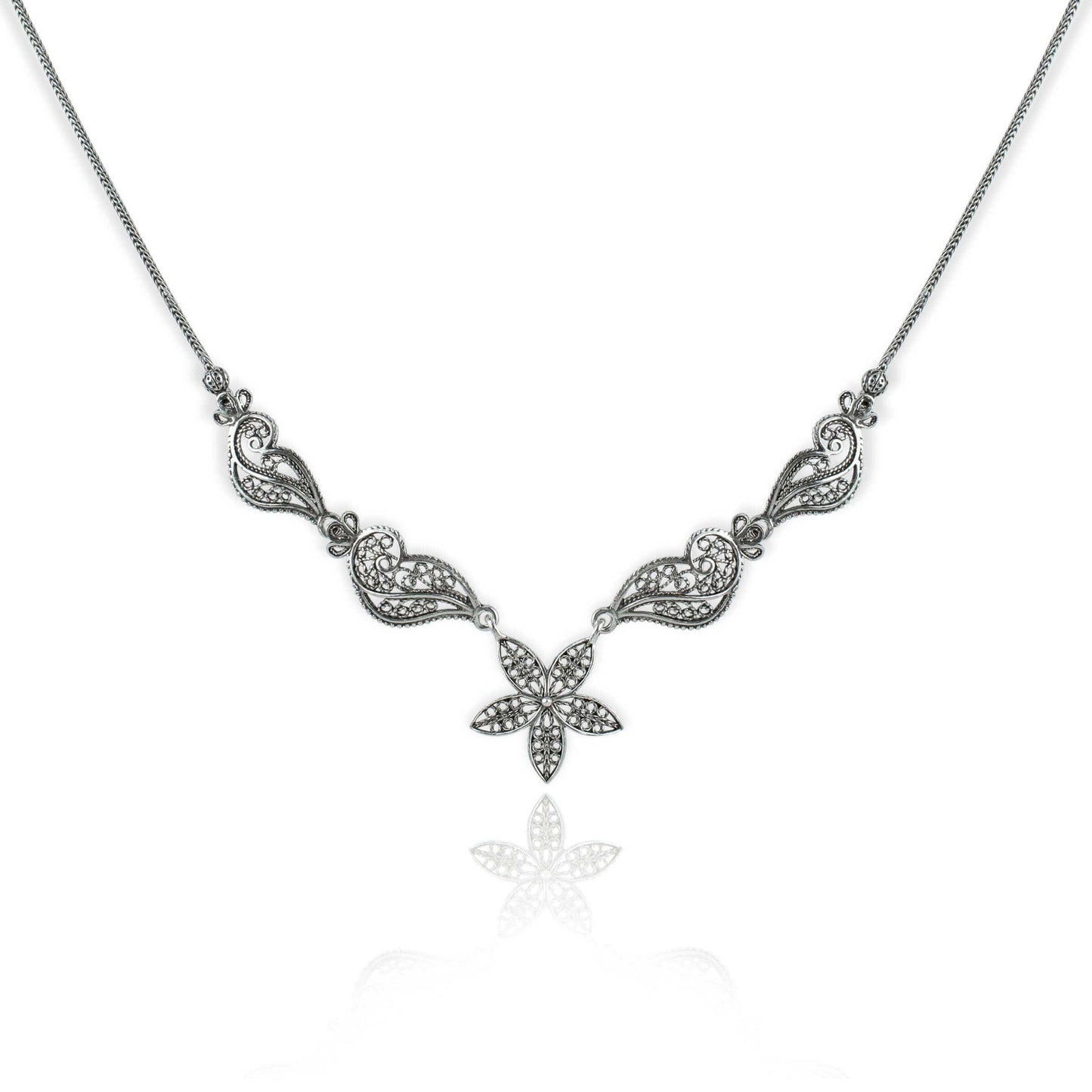 Filigree Art Women Sterling Silver Princess Necklace