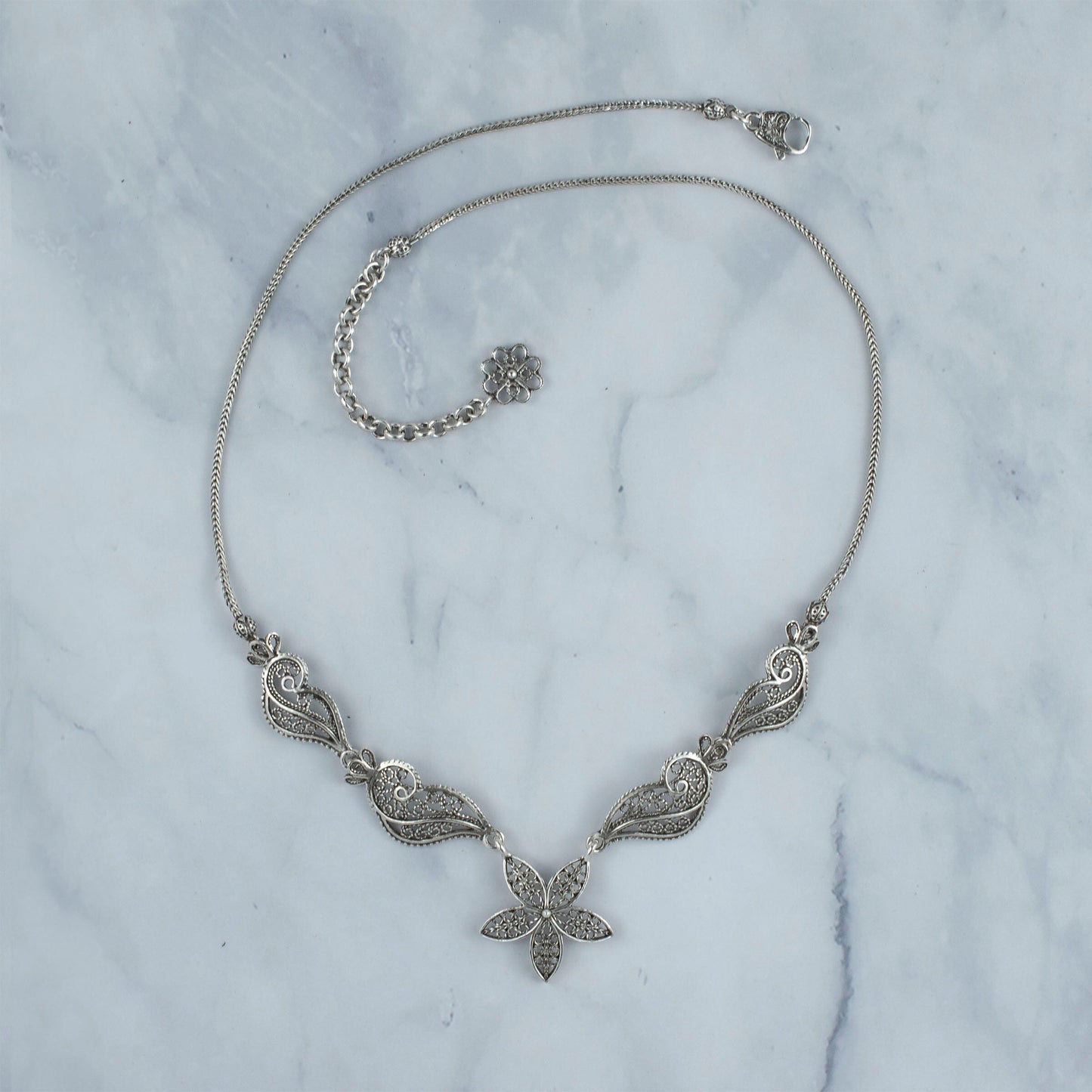 Filigree Art Women Sterling Silver Princess Necklace