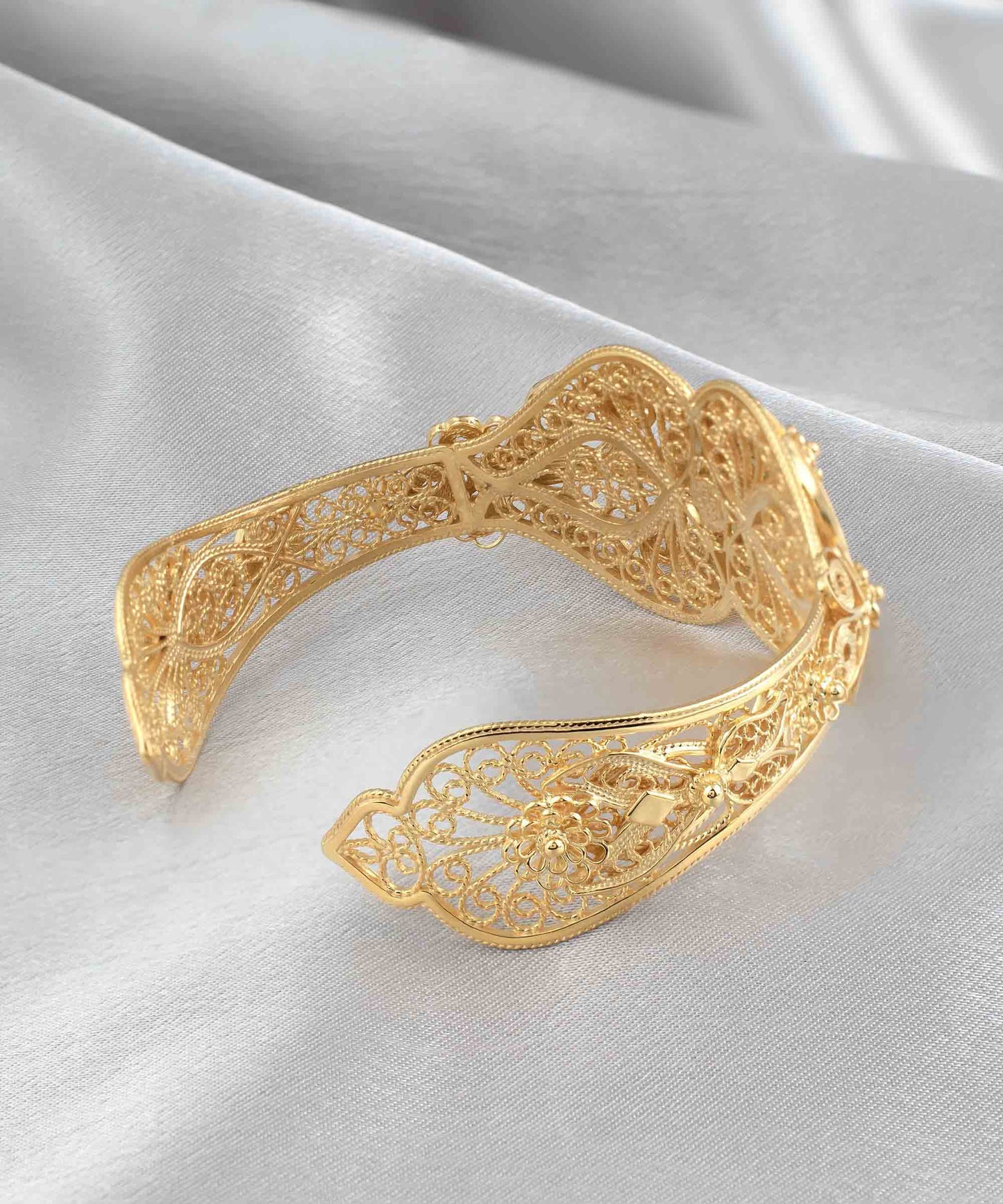 Gold Plated Sterling Silver Filigree Art Blue Topaz Gemstone Women