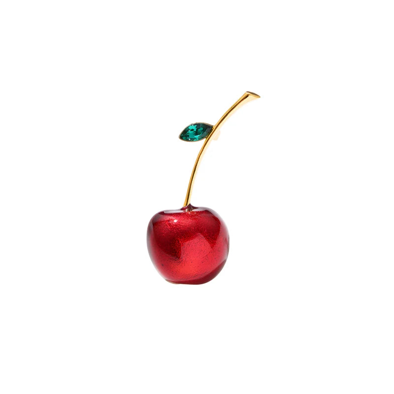 Creative Red Fruit Cherry Brooch Crystal From Swarovskis For Girl