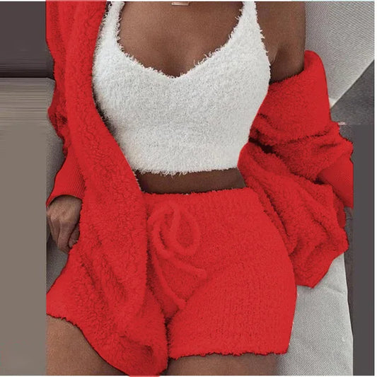 Fluffy Lounge Three Piece Set For Women