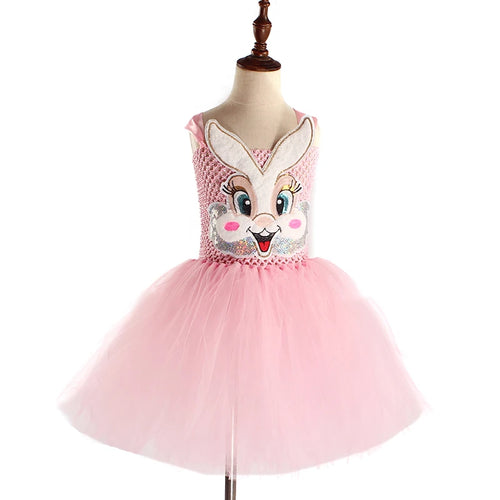 Girls Pink Bunny Tutu Dress with Headband
