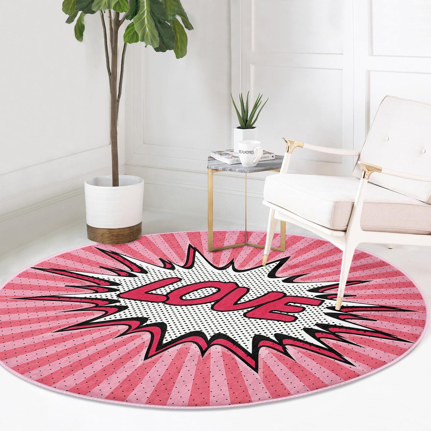 Love Pattern Pink Rug | Homeezone