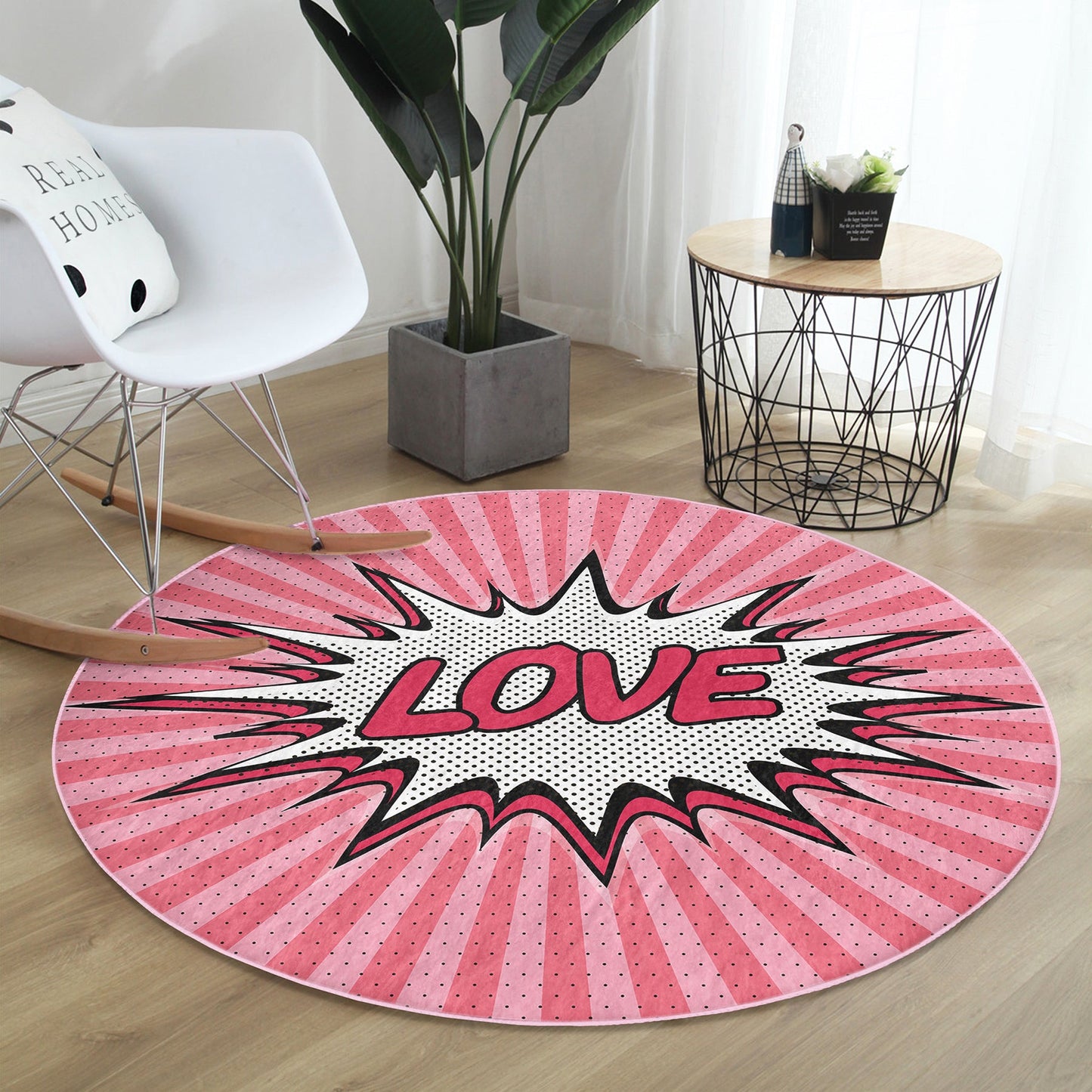 Love Pattern Pink Rug | Homeezone