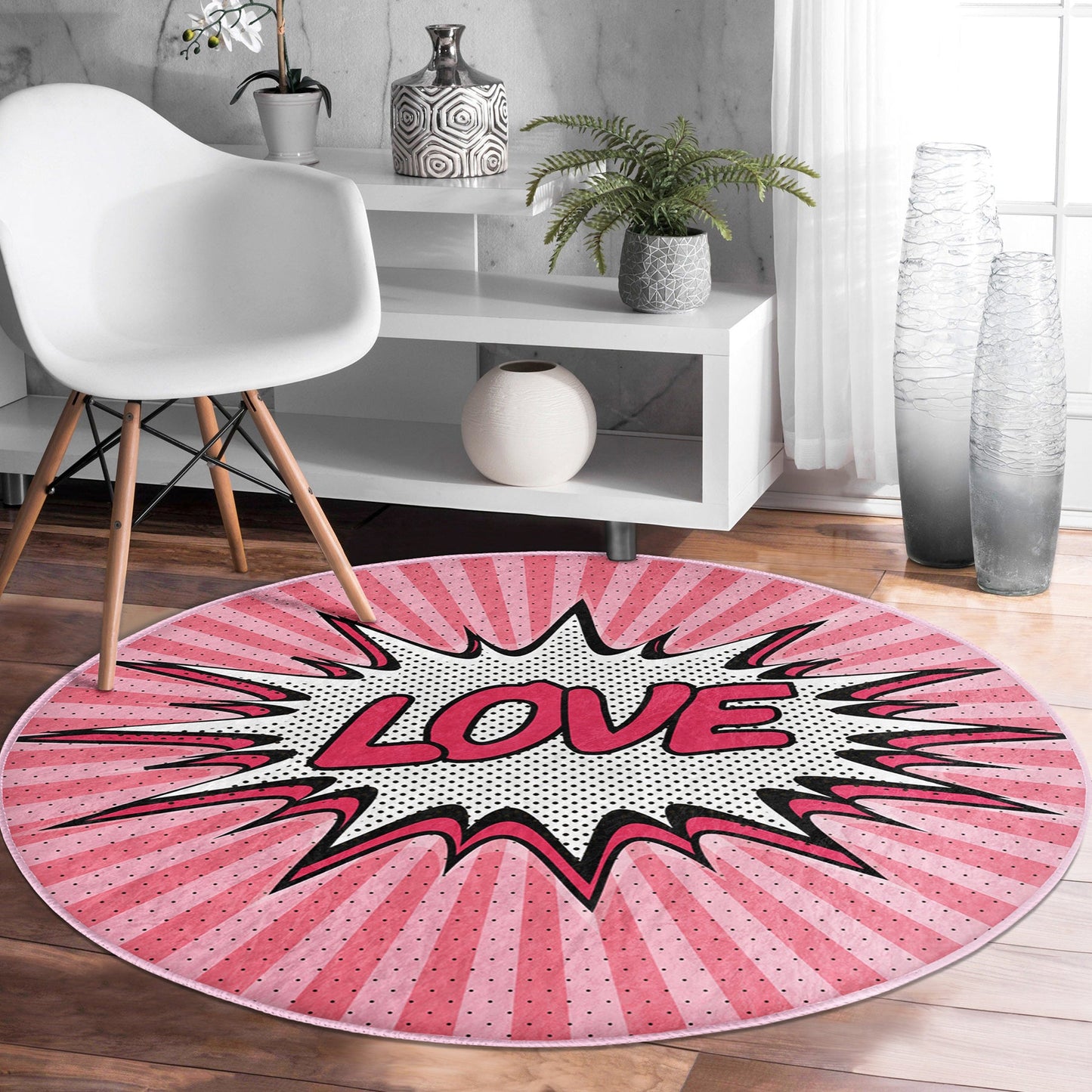 Love Pattern Pink Rug | Homeezone