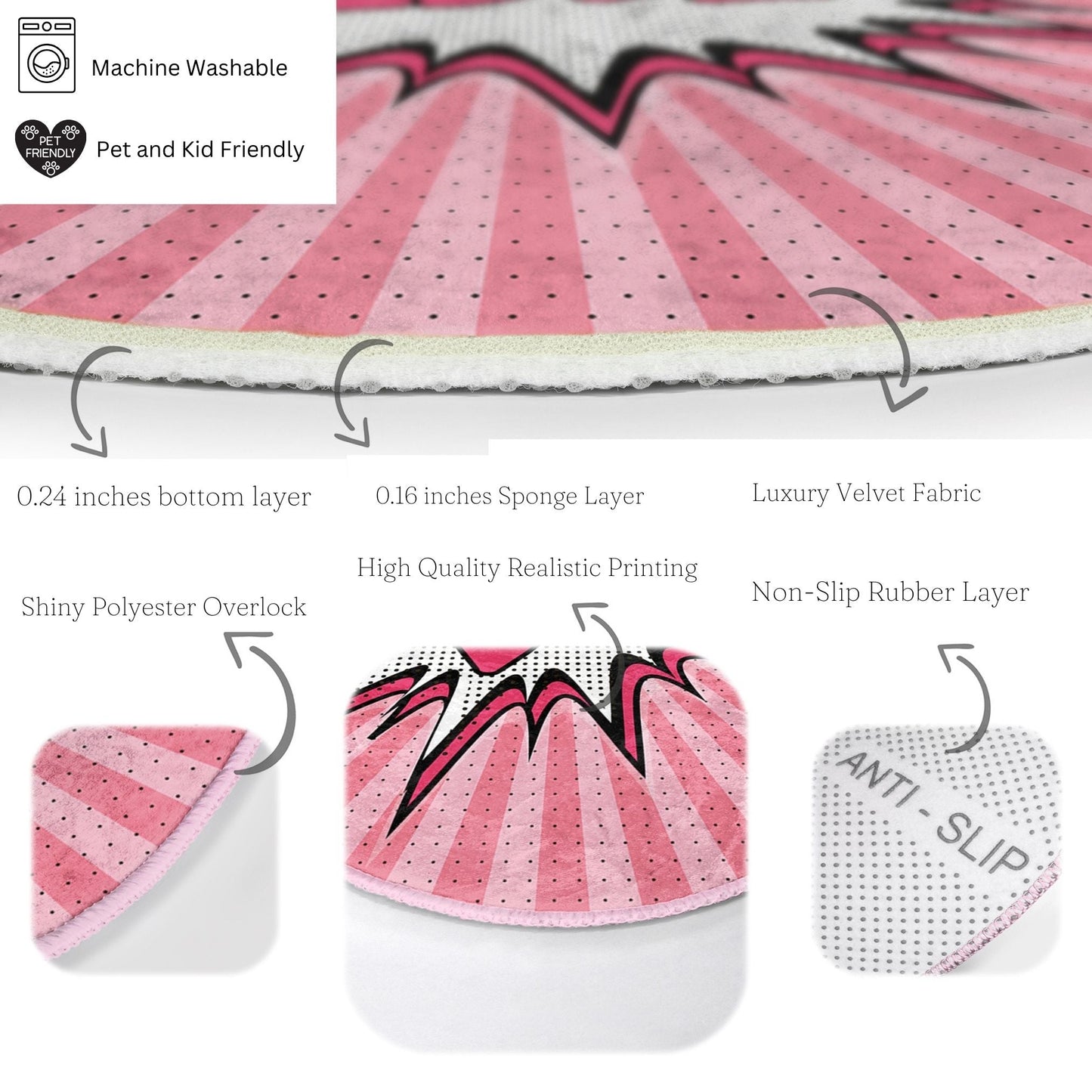 Love Pattern Pink Rug | Homeezone