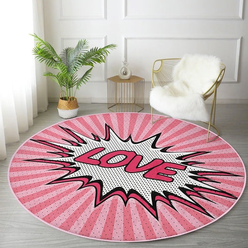 Love Pattern Pink Rug | Homeezone