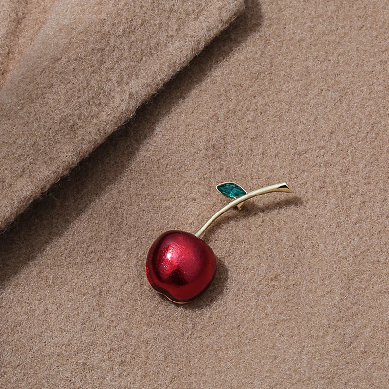 Creative Red Fruit Cherry Brooch Crystal From Swarovskis For Girl