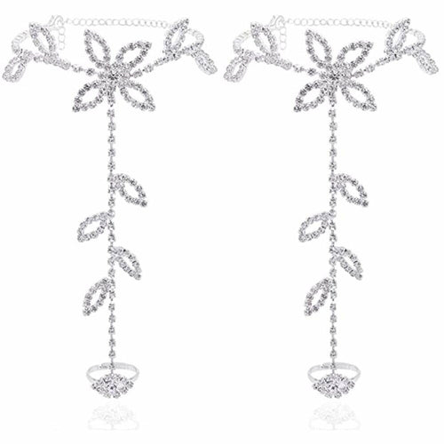 Leaf Rhinestone Anklet Toe Ring