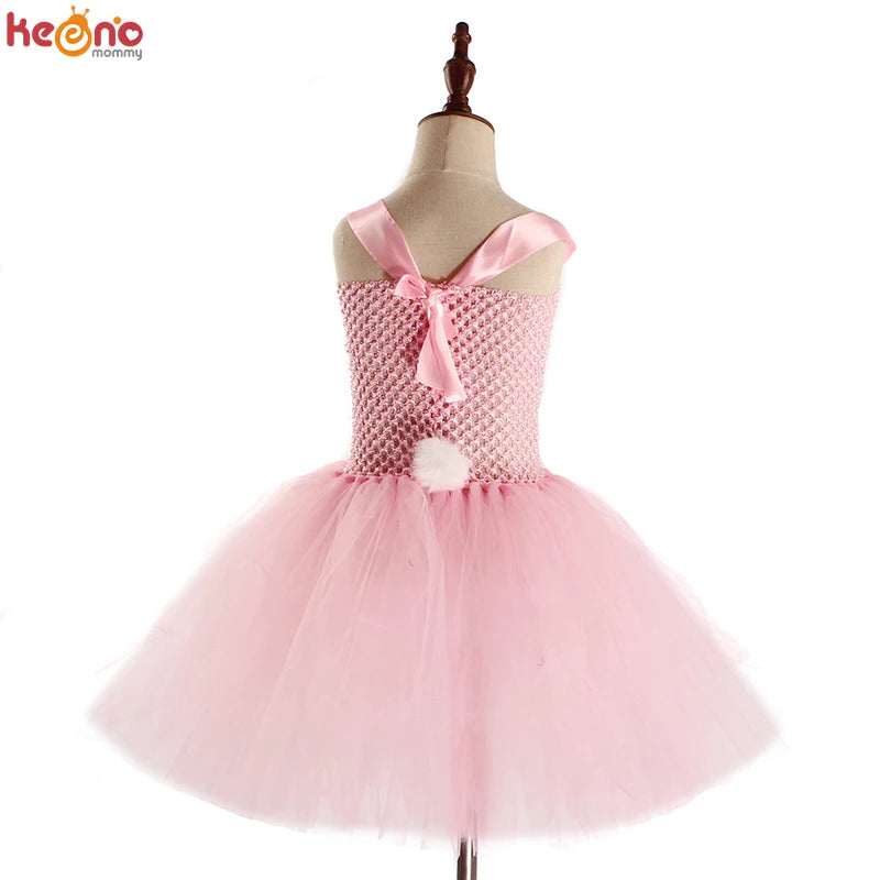 Girls Pink Bunny Tutu Dress with Headband