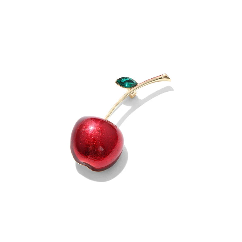 Creative Red Fruit Cherry Brooch Crystal From Swarovskis For Girl