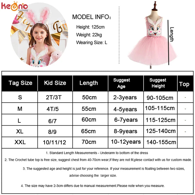 Girls Pink Bunny Tutu Dress with Headband