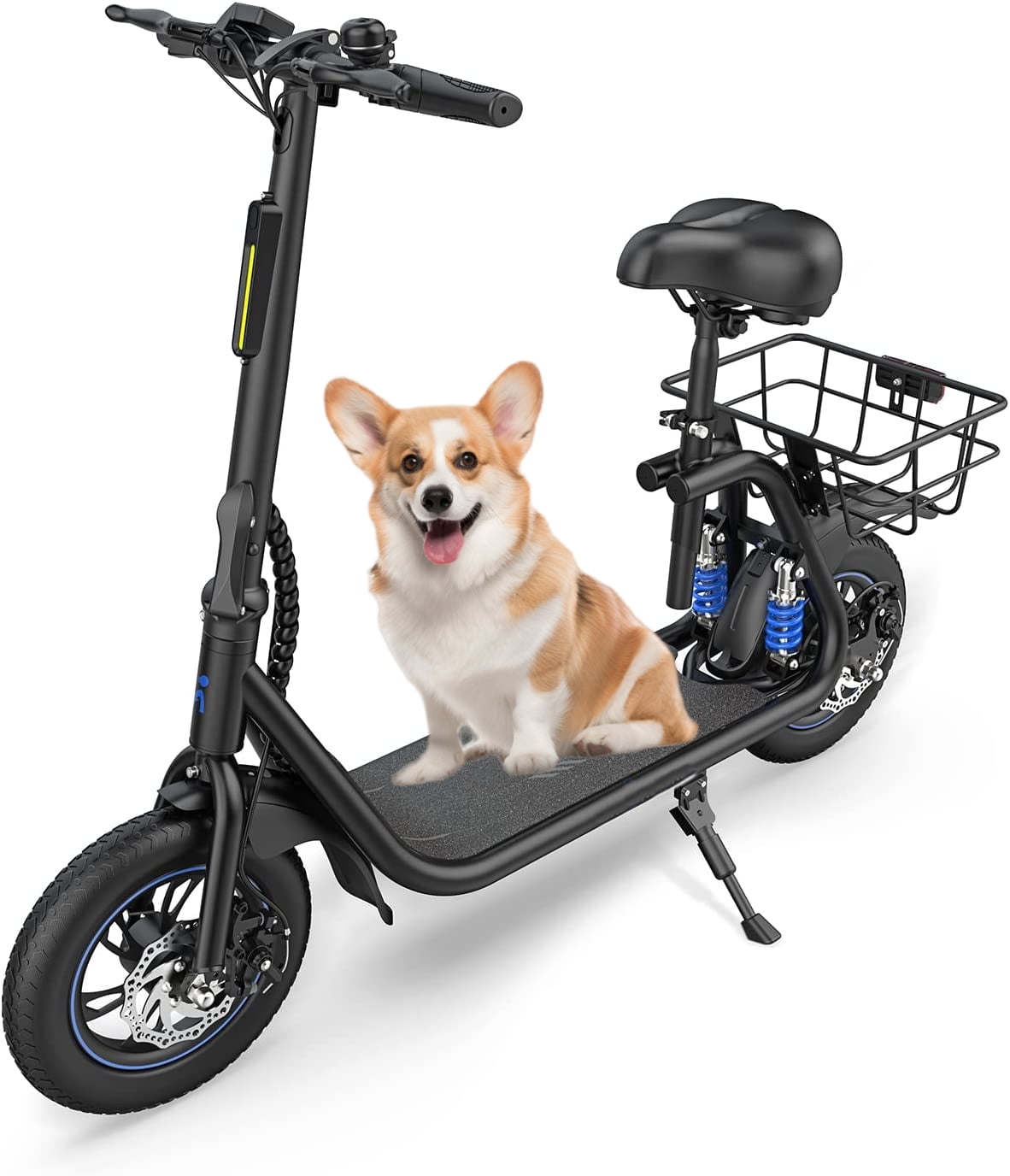 Kistp 450W Electric Scooter with Seat for Adult, 12 inch Commuter Electric Scooter with Basket - up to 21 Miles 15.5MPH