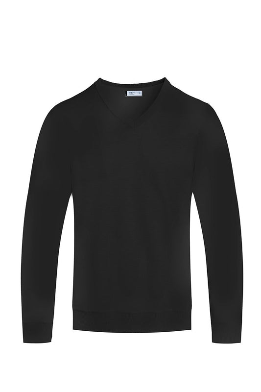 MENS BLACK V NECK KNIT SWEATER