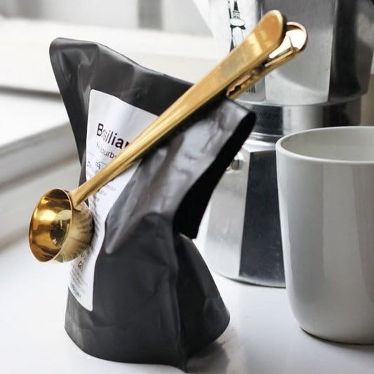 Golden Stainless steel Coffee Clip