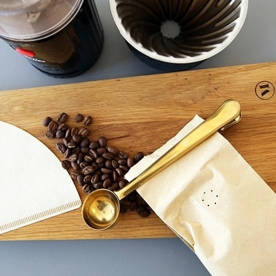 Golden Stainless steel Coffee Clip