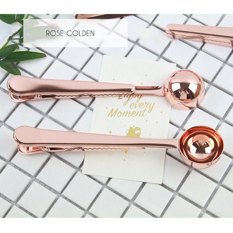 Golden Stainless steel Coffee Clip