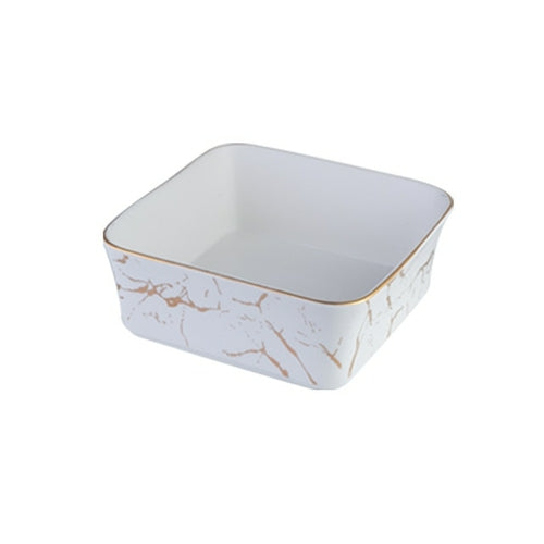 Marble Pattern Bowl and Wooden Tray