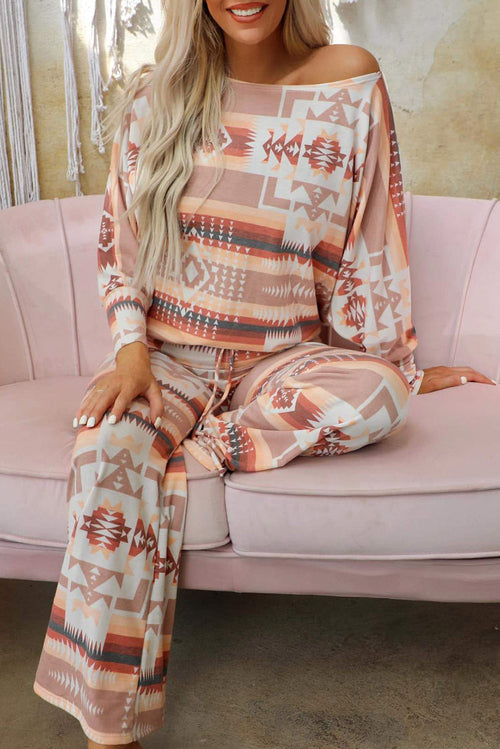 Diamond Print Home Wear Women's Autumn and Winter New Long Sleeve Top