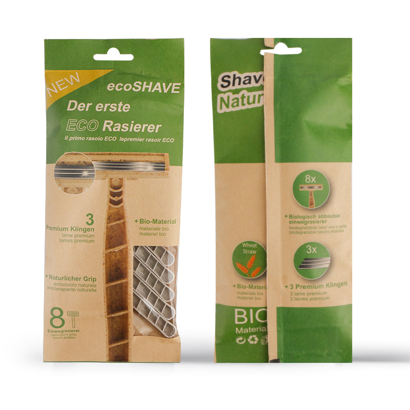 Pack Of 8 Eco Friendly Biodegradable Razor For Men&women,three Layer