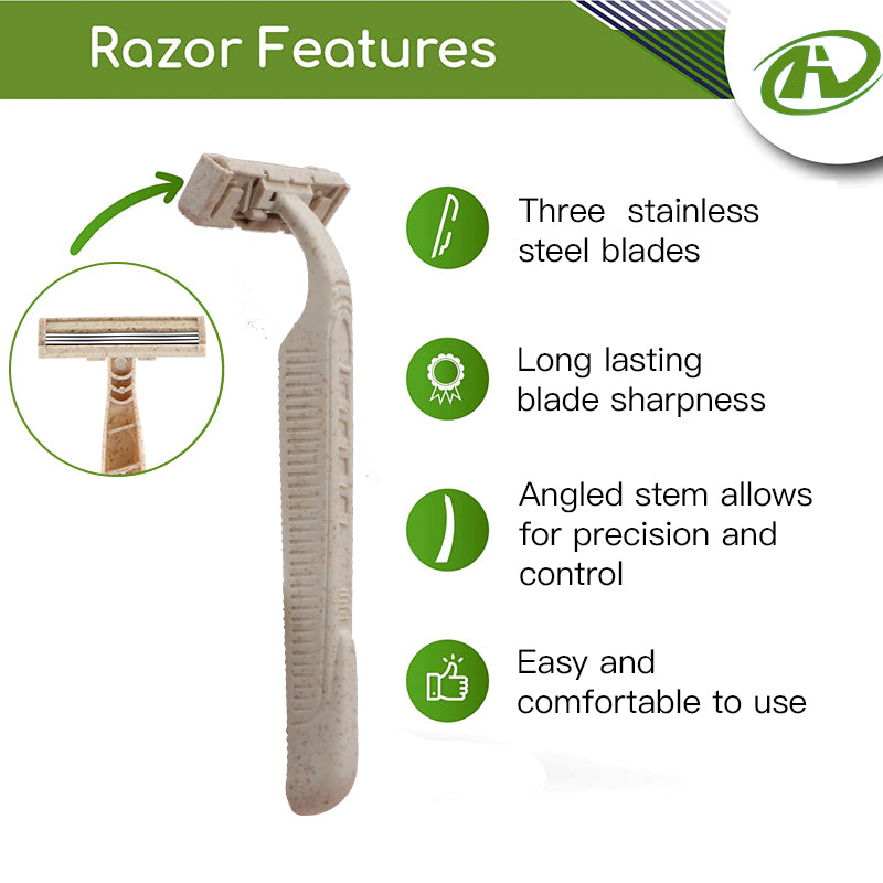 Pack Of 8 Eco Friendly Biodegradable Razor For Men&women,three Layer