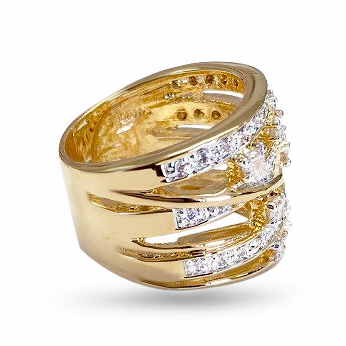 Dazzling Cage 55-Stone 14K Statement Ring