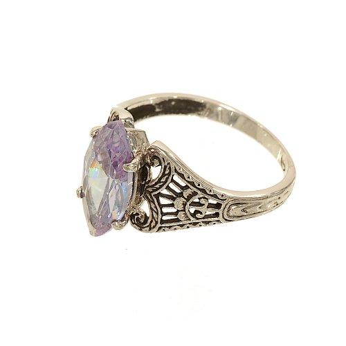 Filigree Marquise Lavender Purple Stone Antiqued Ring