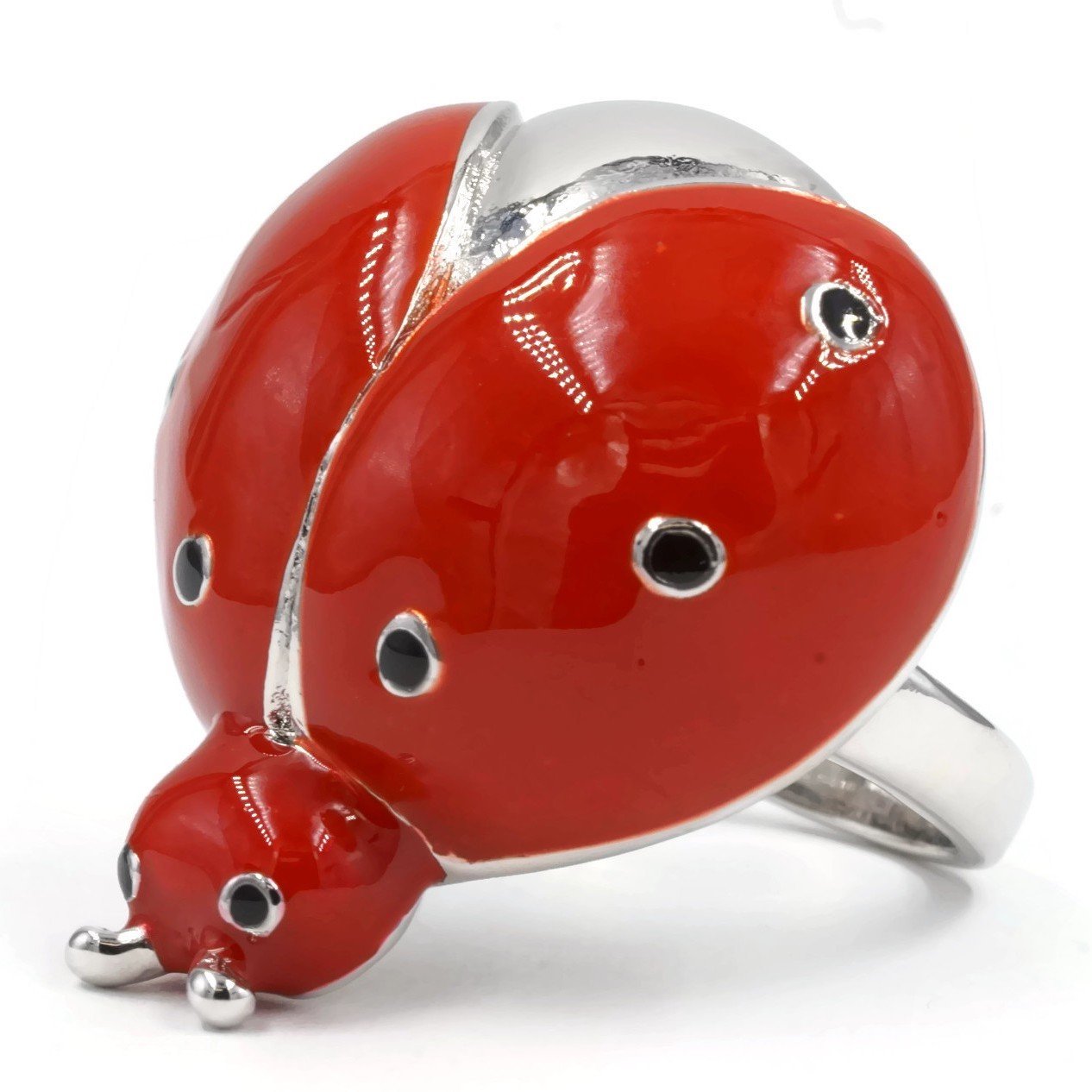 Large 3D Red Ladybug Ring